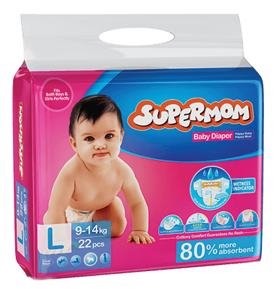 Supermom Baby Diaper Large (09-14 kg) 22 pads