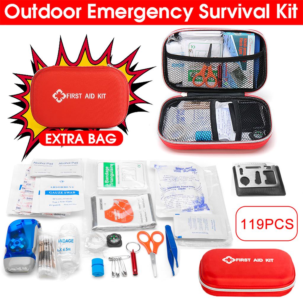 Survival First Aid Kit SOS Medical Bag For Home Outdoor Travel Vehicle Emergency Set