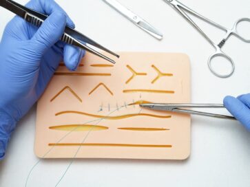 Basic Surgical Suturing Practice Silicon pad with instruments